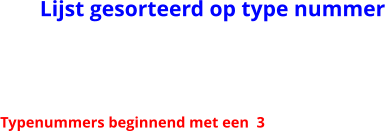 Lijst gesorteerd op type nummer Typenummers beginnend met een  3