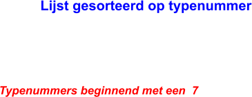 Lijst gesorteerd op typenummer Typenummers beginnend met een  7