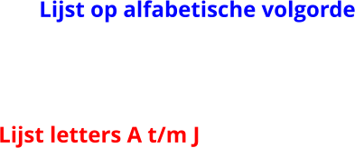 Lijst op alfabetische volgorde Lijst letters A t/m J